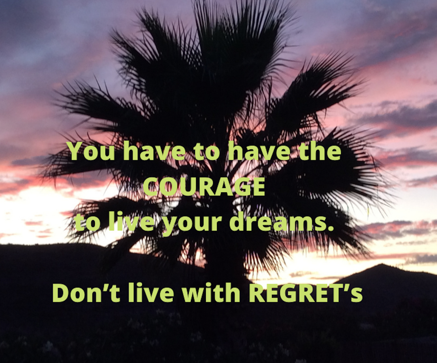 You have to have courage to live your dreams. Don't live with regrets.