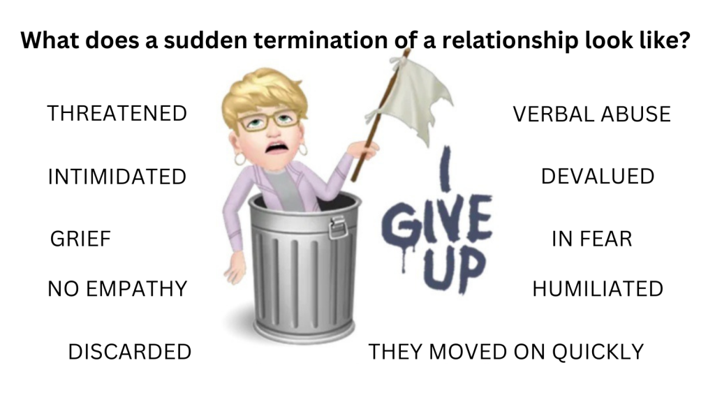 Three Ds in relationship endings. Divorce, Death, Discard.