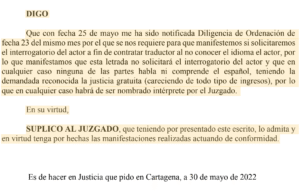 Letters to the Court. Spanish and English translation